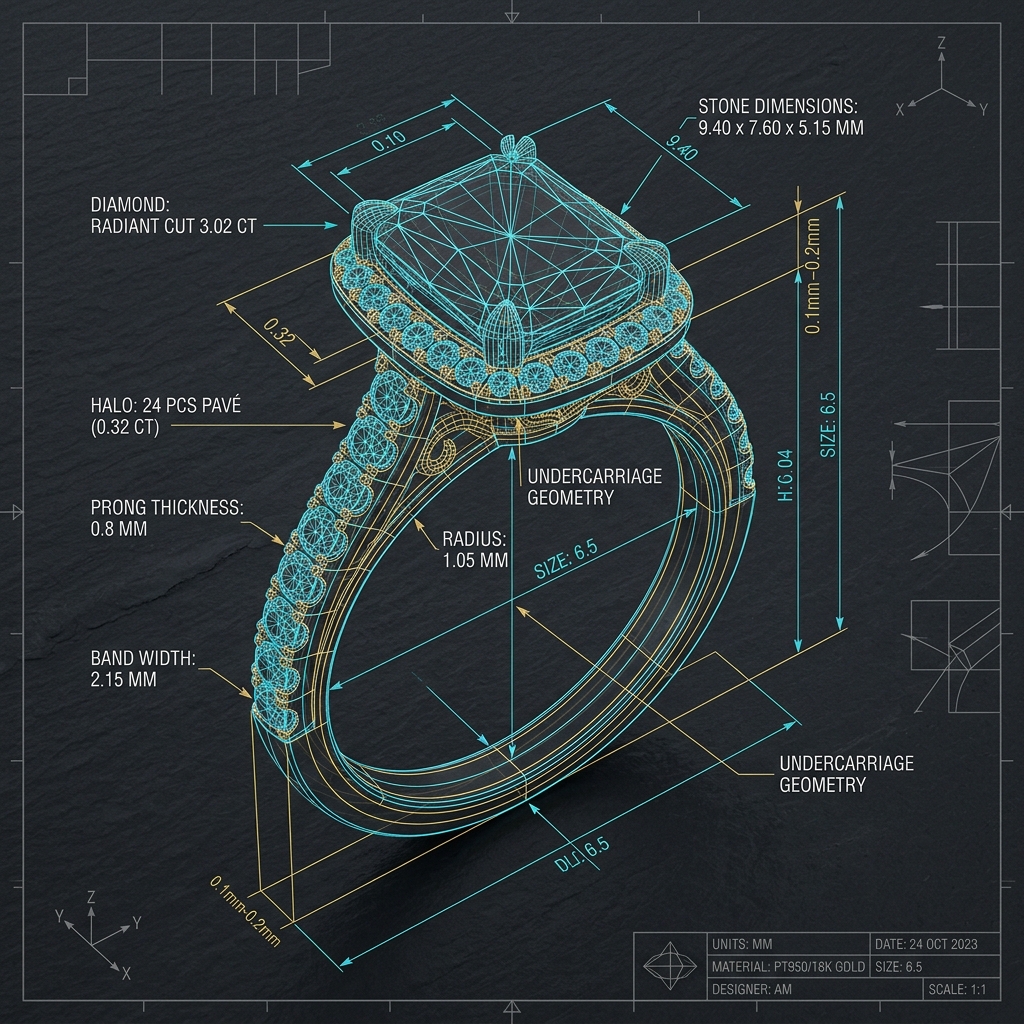3D CAD Blueprint Wireframe